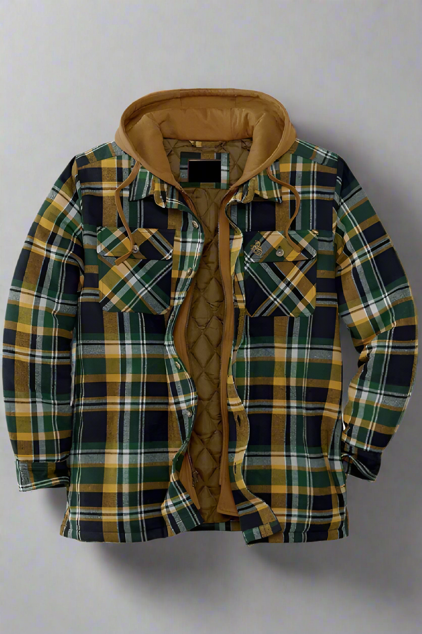 Draxen™ Yellow Strip Hooded Flannel Jacket