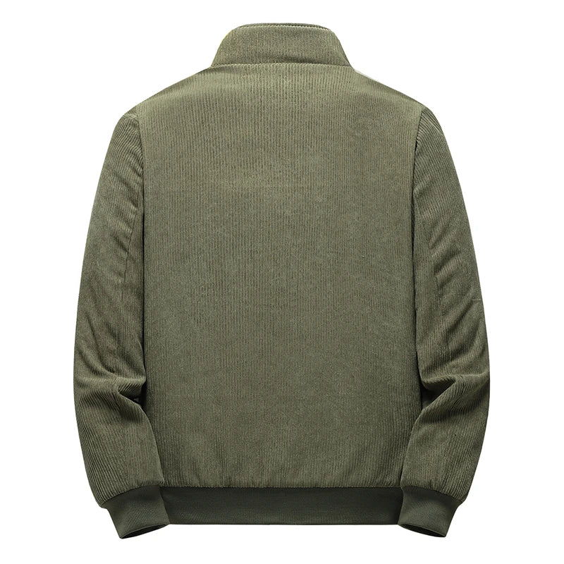 Blouson homme en velours côtelé vert kaki, vue de dos
