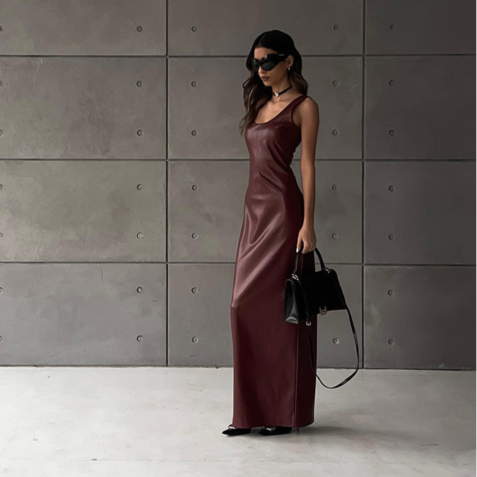 Éloura PU Leather Party Dress