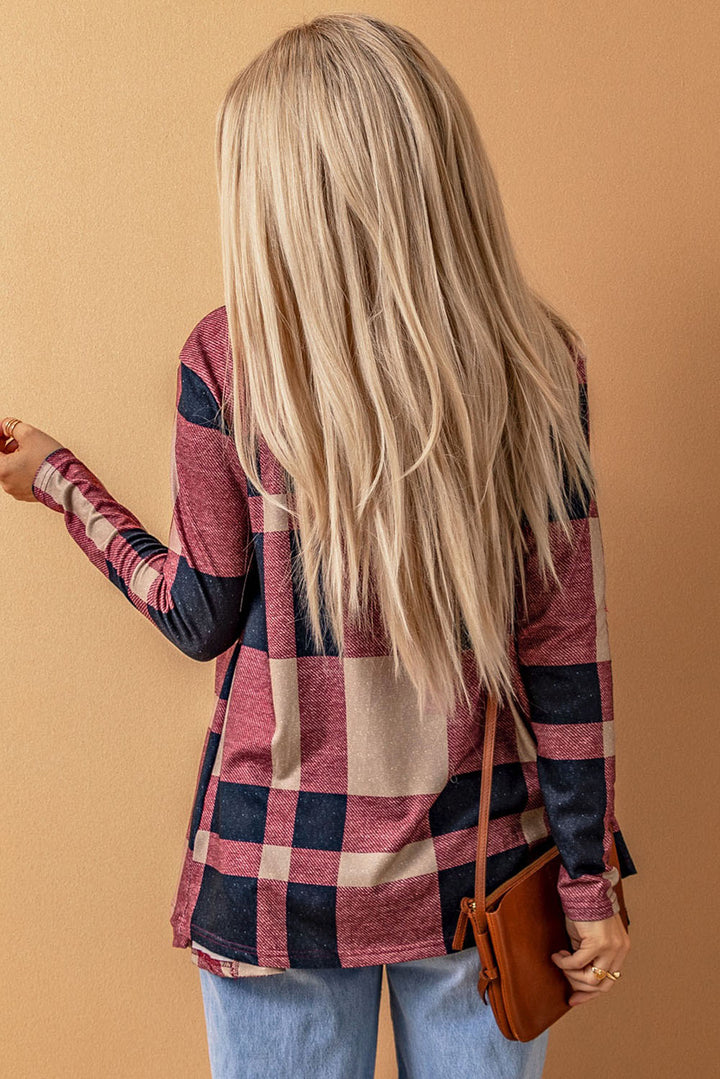 Marvane™ Draped Plaid Cardigan