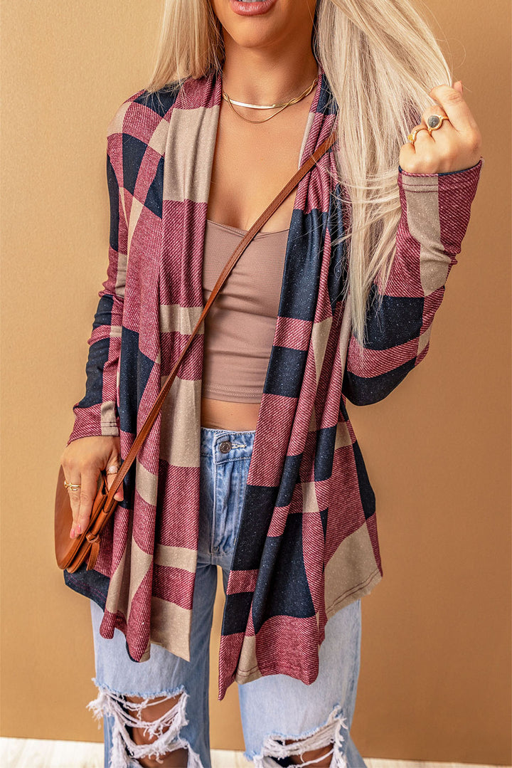 Marvane™ Draped Plaid Cardigan