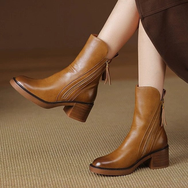 Paire de bottes Capucine cognac portées