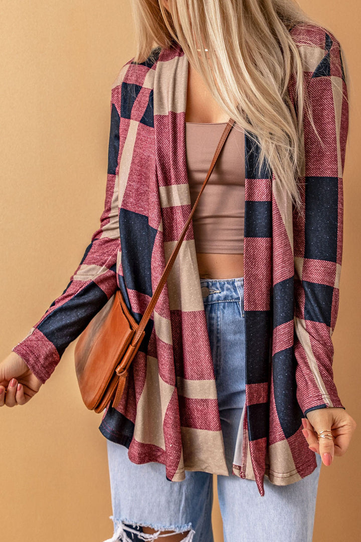 Marvane™ Draped Plaid Cardigan