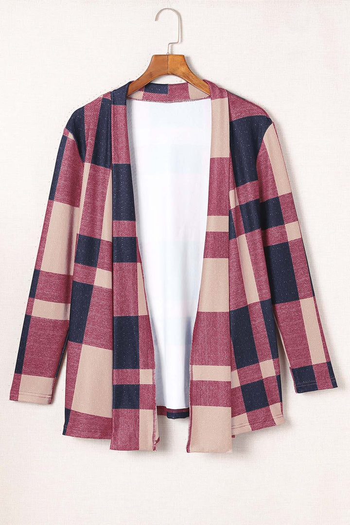 Marvane™ Draped Plaid Cardigan