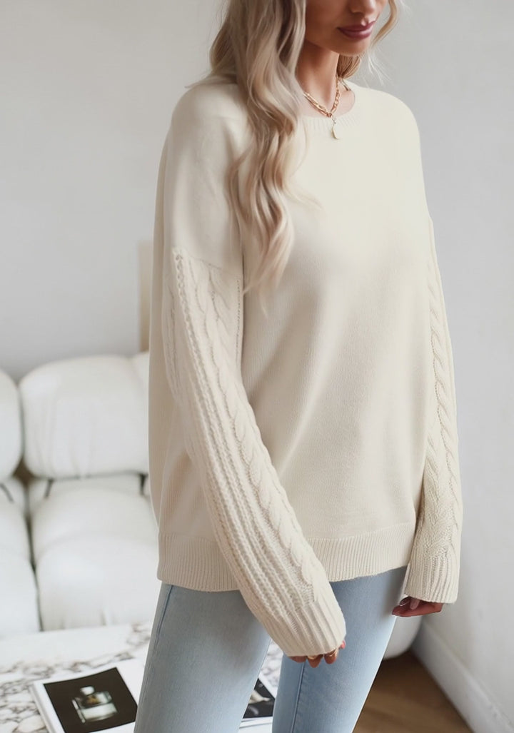 Aurette Cable-Sleeve Knit Sweater