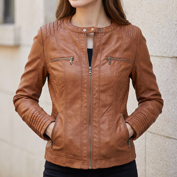 Veste Roxane cognac, sans la capuche amovible